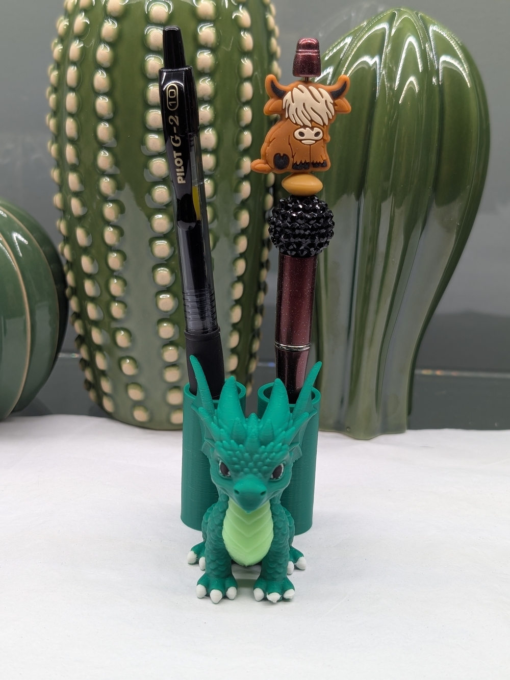 3D Printed Green Dragon Pen Holder